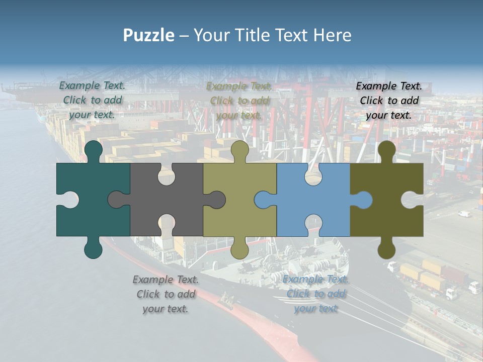 Unloading Tugboats Cargo Containers PowerPoint Template
