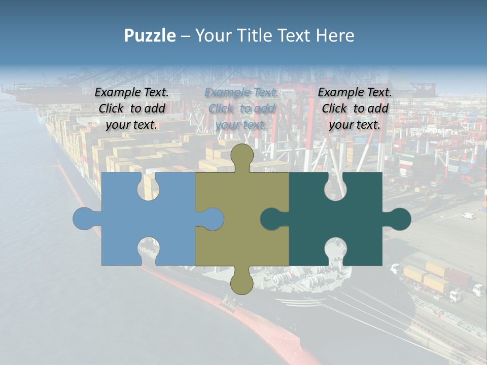 Unloading Tugboats Cargo Containers PowerPoint Template