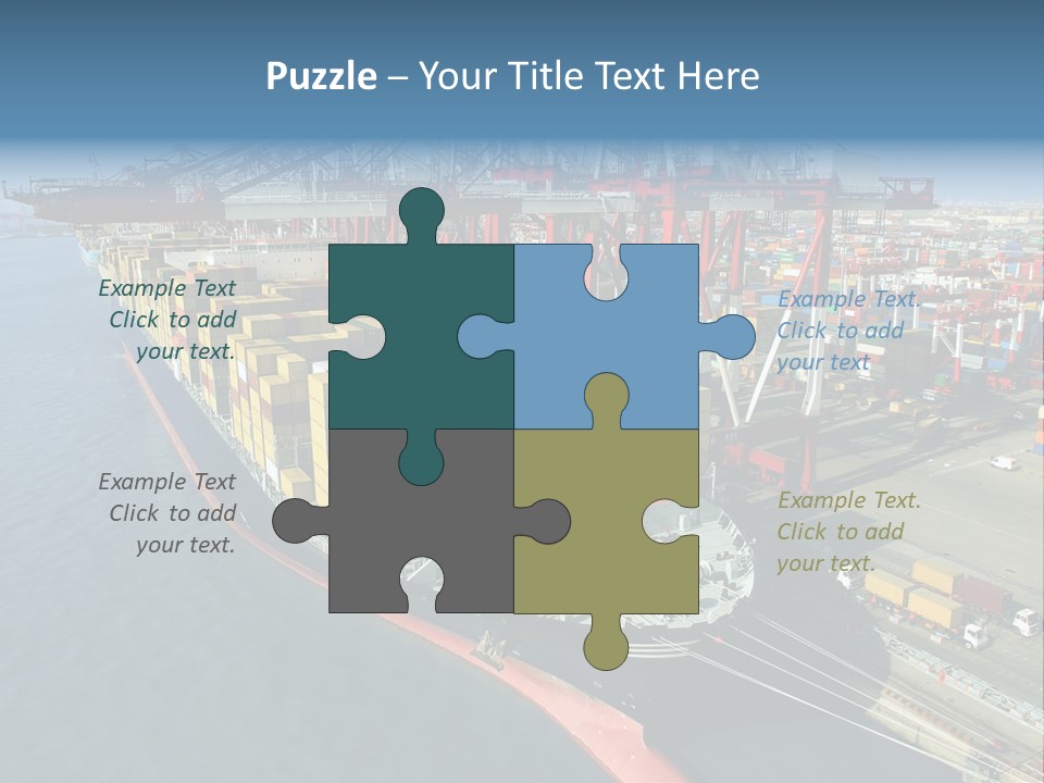 Unloading Tugboats Cargo Containers PowerPoint Template