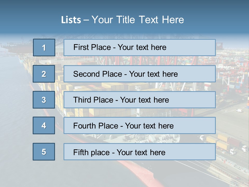 Unloading Tugboats Cargo Containers PowerPoint Template