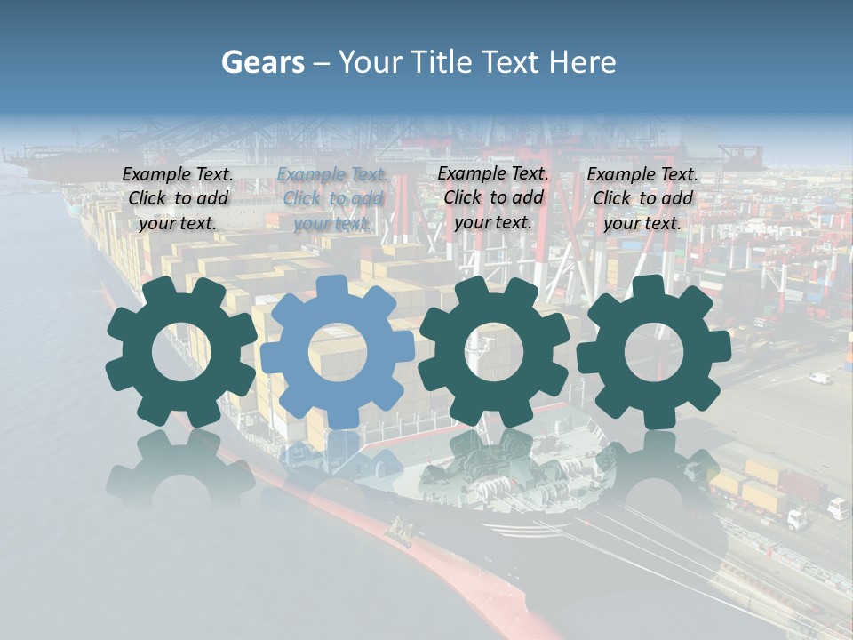 Unloading Tugboats Cargo Containers PowerPoint Template