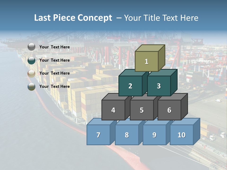 Unloading Tugboats Cargo Containers PowerPoint Template
