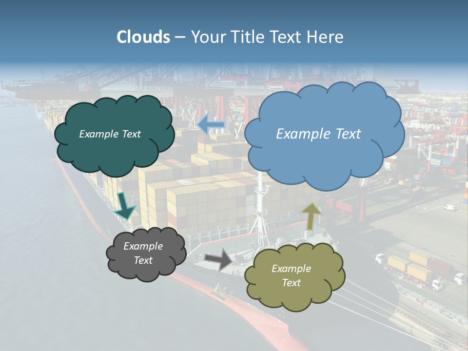 Unloading Tugboats Cargo Containers PowerPoint Template