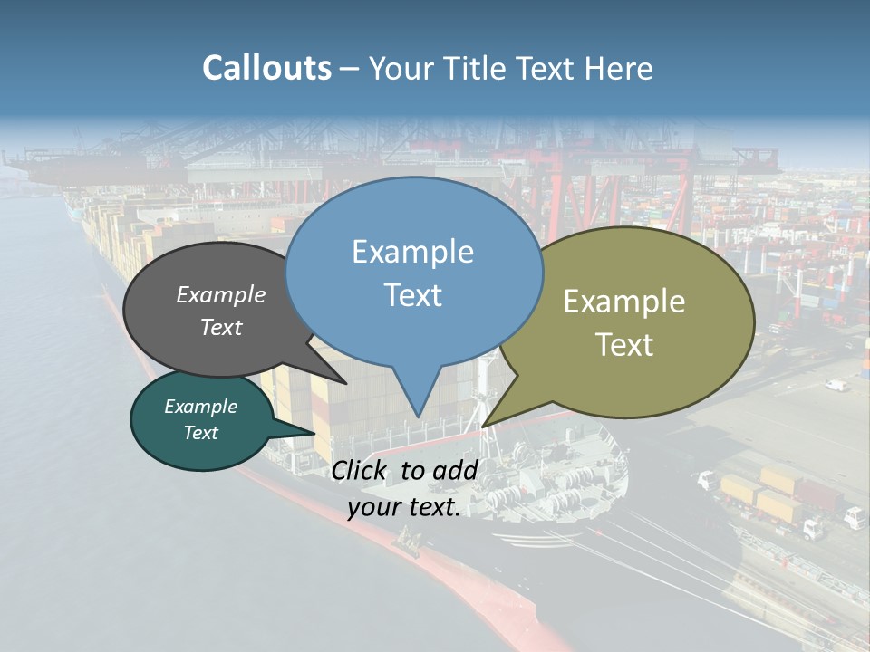 Unloading Tugboats Cargo Containers PowerPoint Template