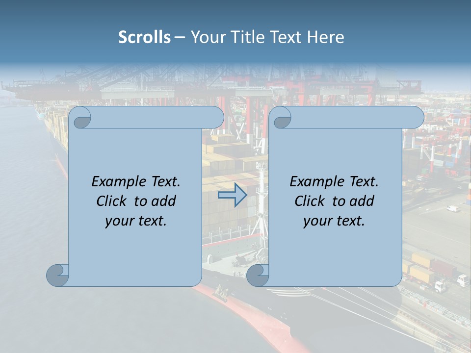 Unloading Tugboats Cargo Containers PowerPoint Template