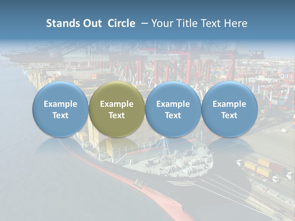 Unloading Tugboats Cargo Containers PowerPoint Template