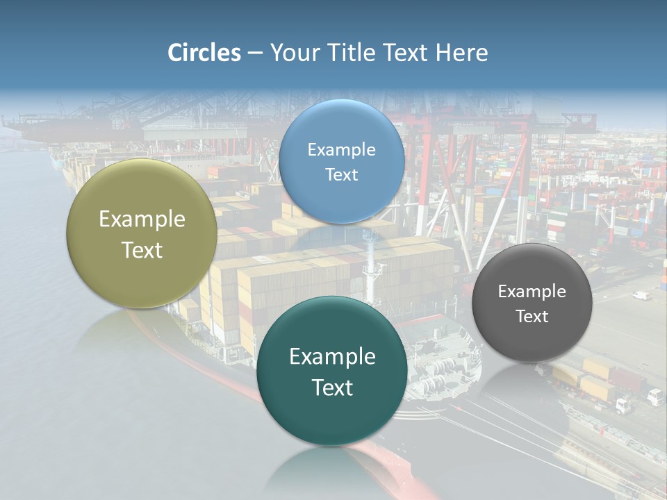 Unloading Tugboats Cargo Containers PowerPoint Template