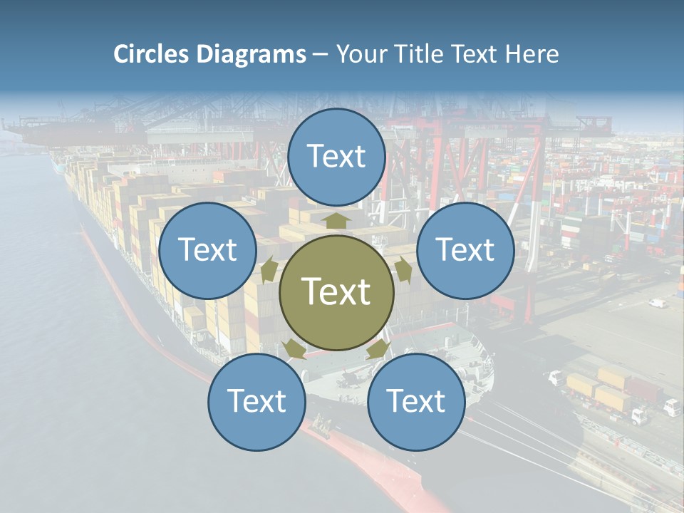 Unloading Tugboats Cargo Containers PowerPoint Template