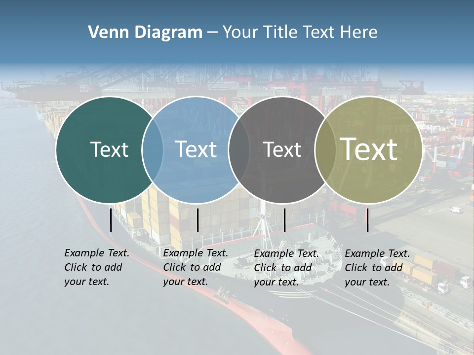 Unloading Tugboats Cargo Containers PowerPoint Template