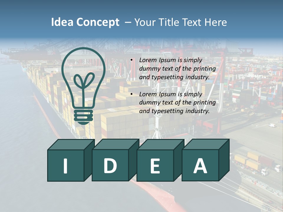 Unloading Tugboats Cargo Containers PowerPoint Template