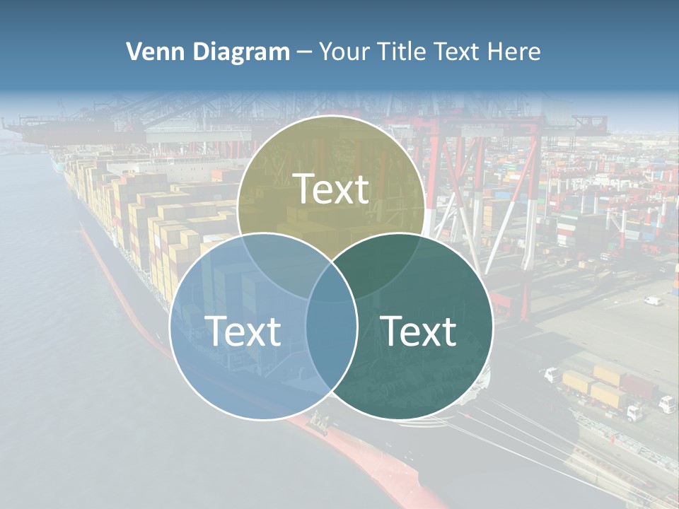 Unloading Tugboats Cargo Containers PowerPoint Template