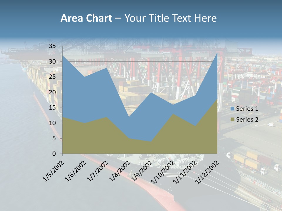 Unloading Tugboats Cargo Containers PowerPoint Template