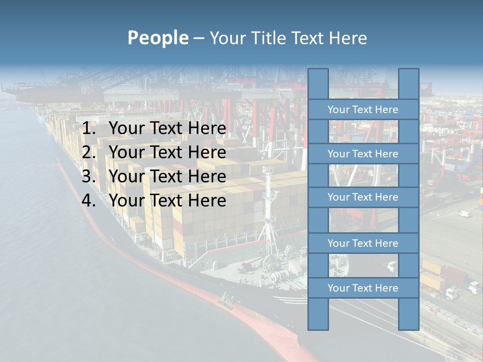 Unloading Tugboats Cargo Containers PowerPoint Template