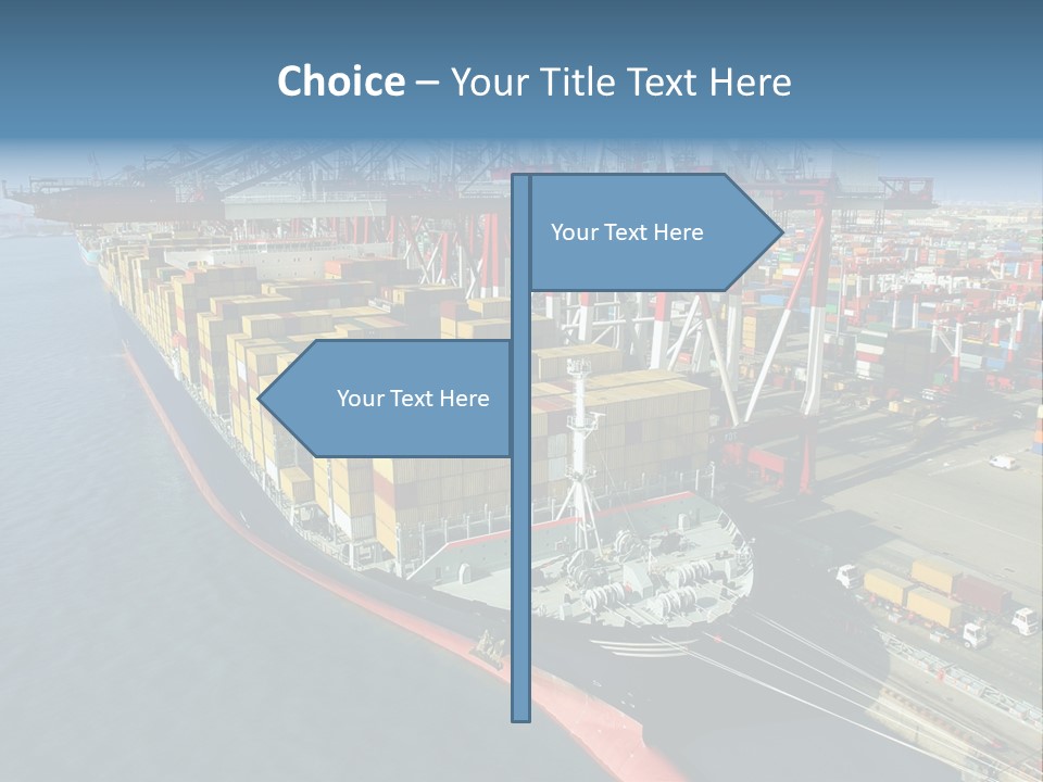 Unloading Tugboats Cargo Containers PowerPoint Template