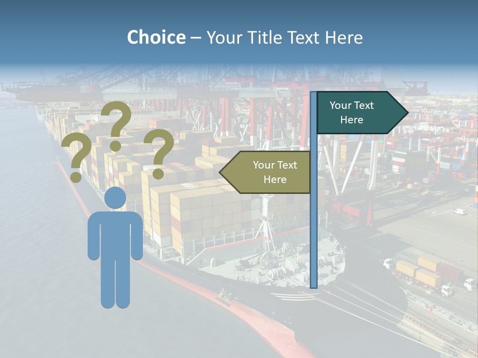 Unloading Tugboats Cargo Containers PowerPoint Template