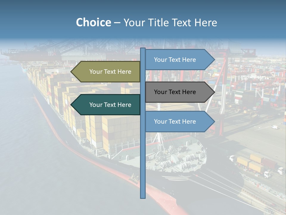 Unloading Tugboats Cargo Containers PowerPoint Template