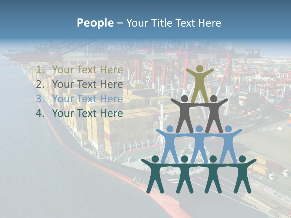 Unloading Tugboats Cargo Containers PowerPoint Template