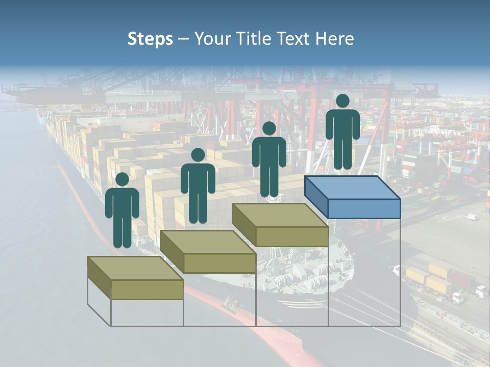 Unloading Tugboats Cargo Containers PowerPoint Template