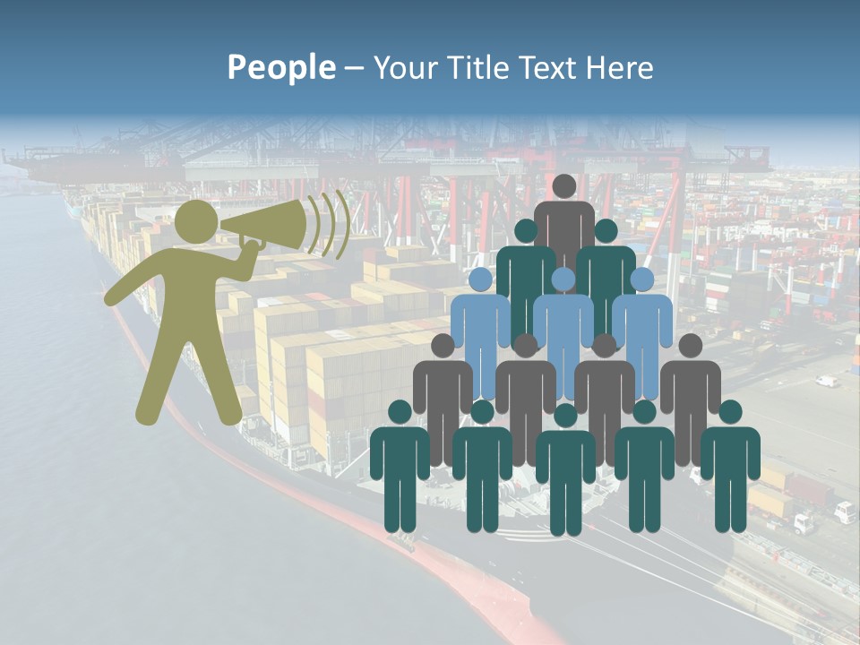 Unloading Tugboats Cargo Containers PowerPoint Template