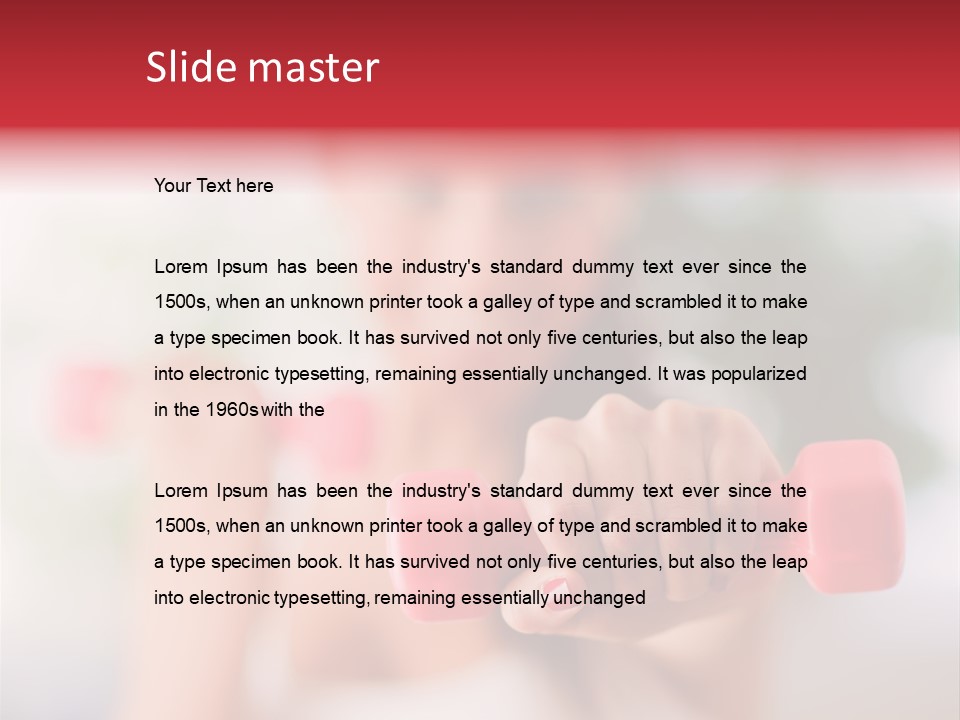 A Woman Is Holding Two Pink Dumbs PowerPoint Template