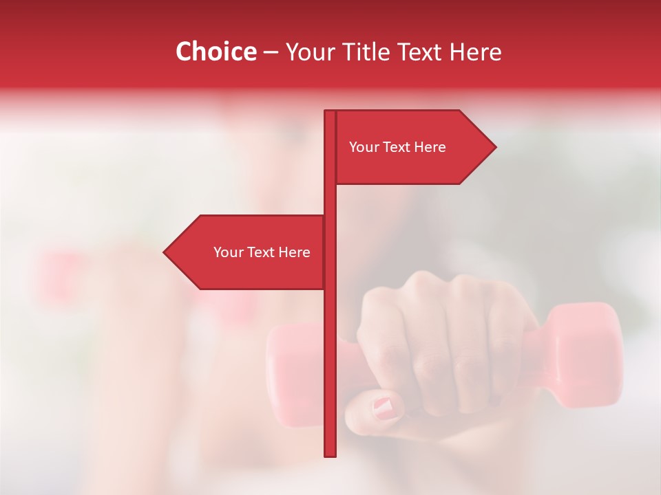 A Woman Is Holding Two Pink Dumbs PowerPoint Template