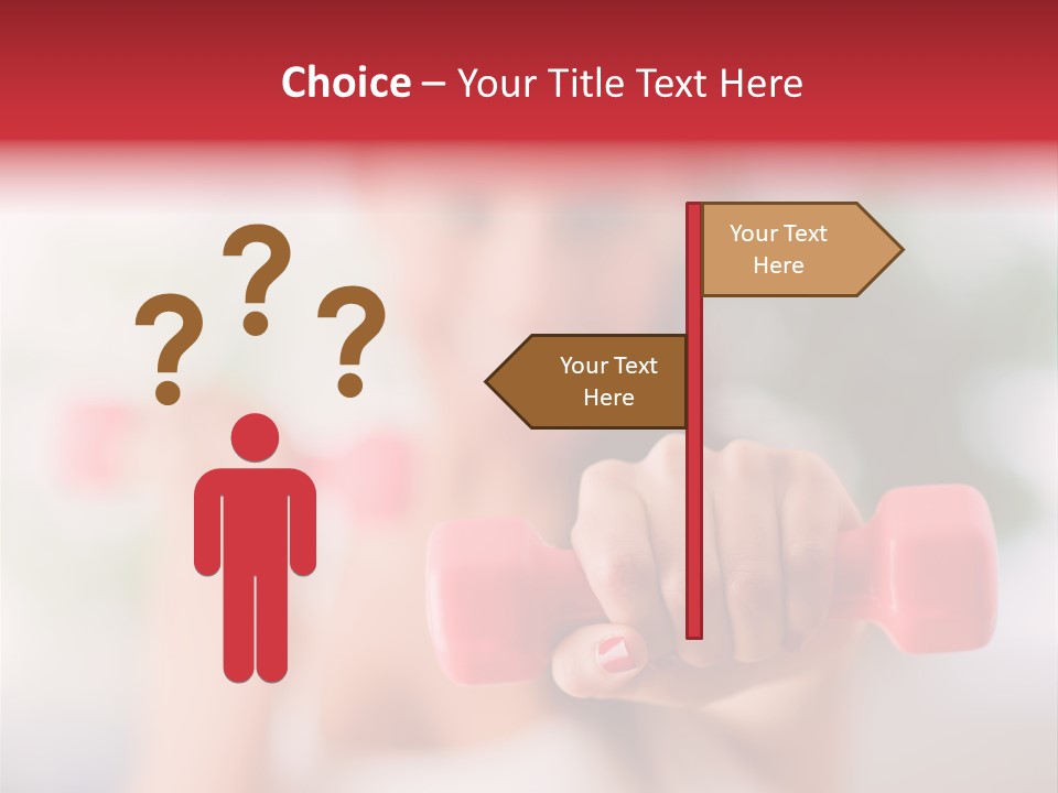 A Woman Is Holding Two Pink Dumbs PowerPoint Template