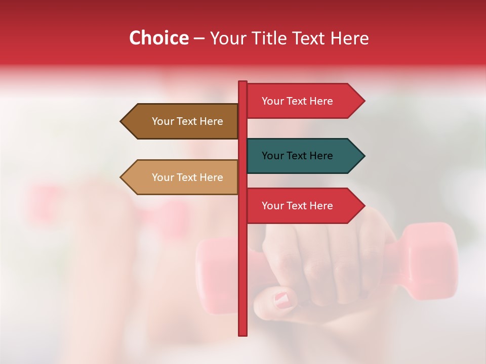 A Woman Is Holding Two Pink Dumbs PowerPoint Template