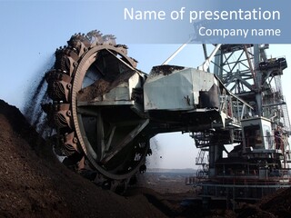 Horizontal Mining Machinery Rock PowerPoint Template