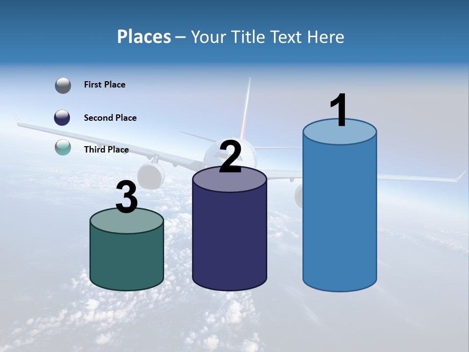 An Airplane Flying Over The Clouds In The Sky PowerPoint Template