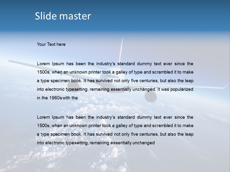 An Airplane Flying Over The Clouds In The Sky PowerPoint Template