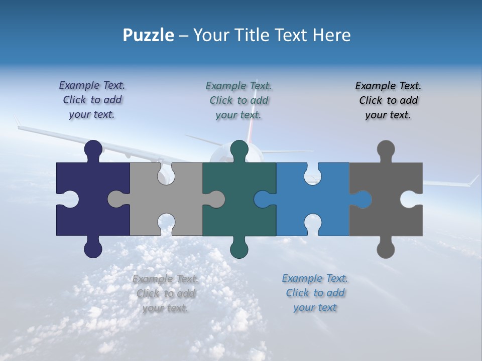 An Airplane Flying Over The Clouds In The Sky PowerPoint Template