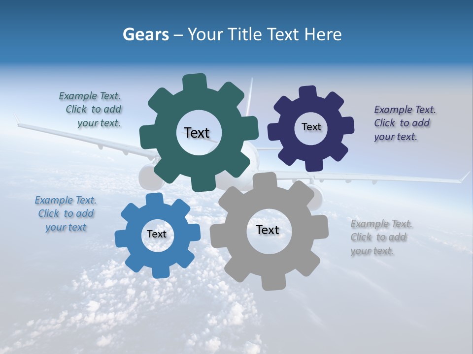 An Airplane Flying Over The Clouds In The Sky PowerPoint Template