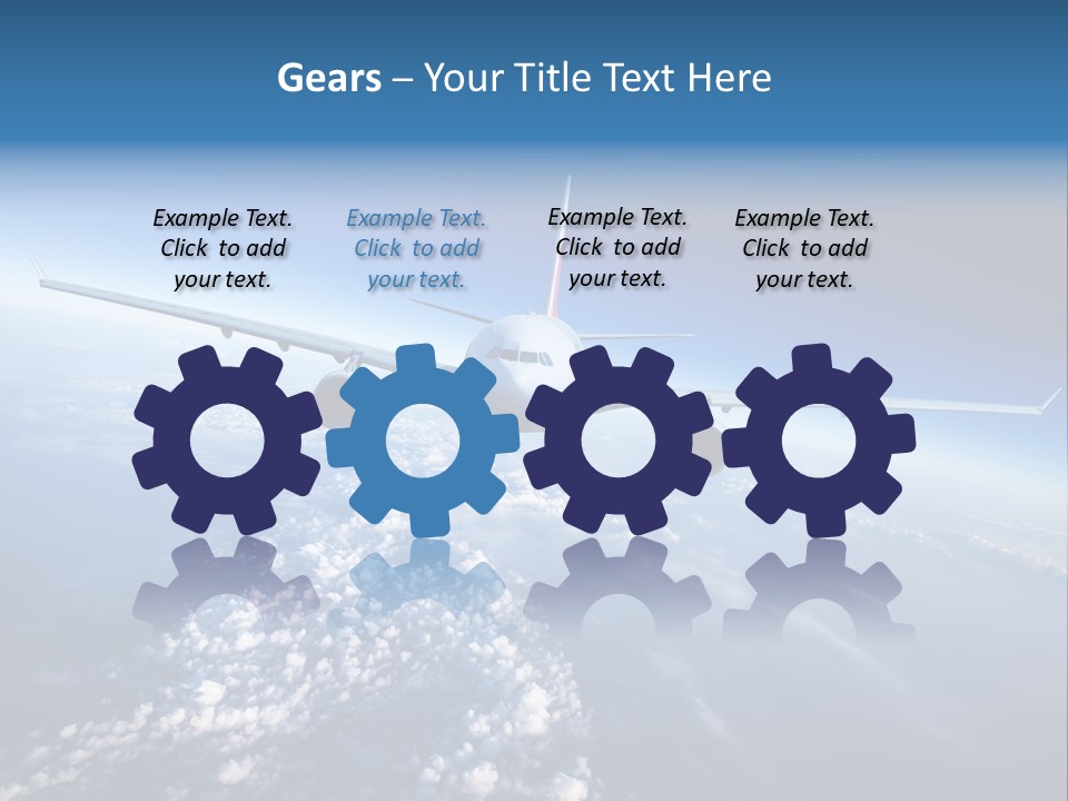 An Airplane Flying Over The Clouds In The Sky PowerPoint Template