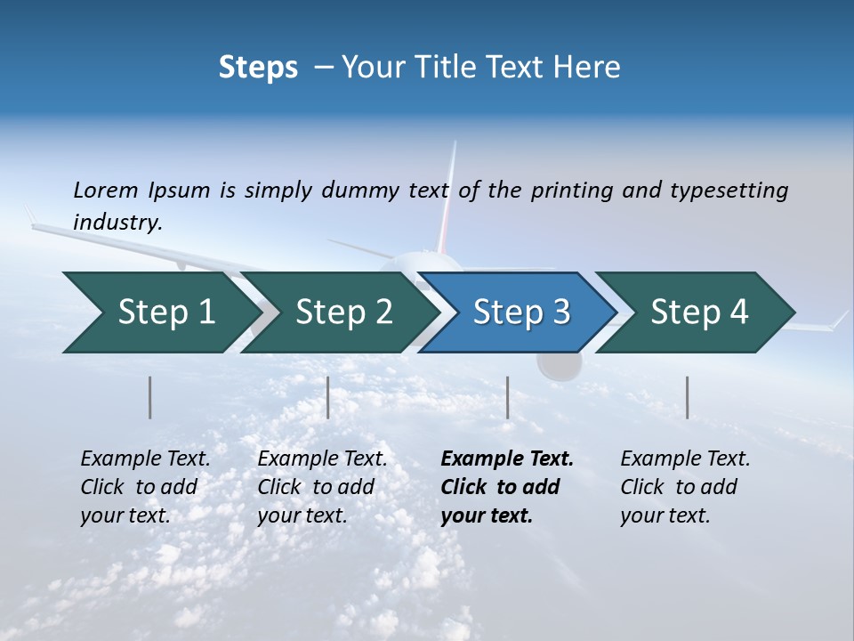 An Airplane Flying Over The Clouds In The Sky PowerPoint Template