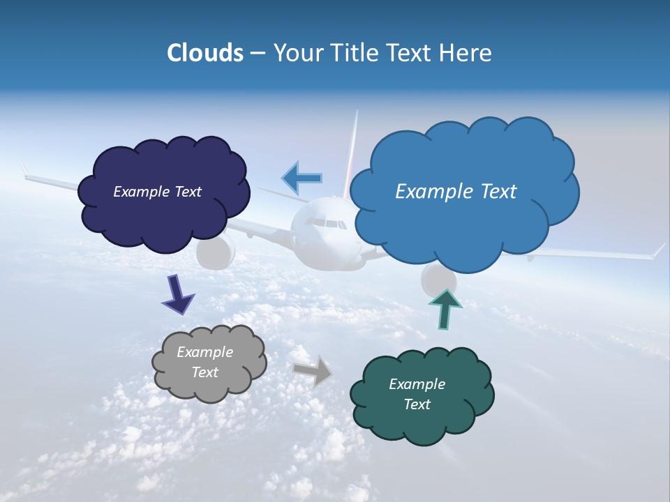 An Airplane Flying Over The Clouds In The Sky PowerPoint Template