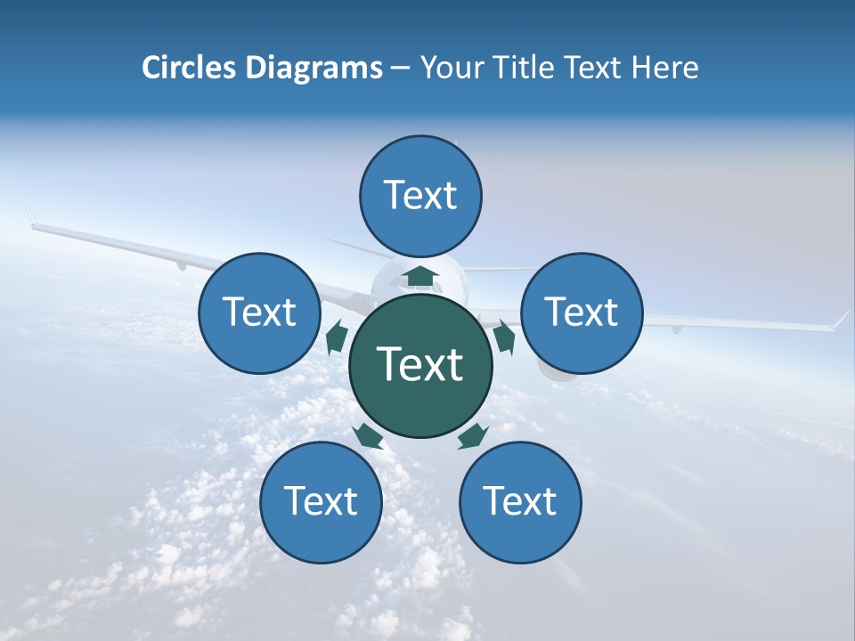 An Airplane Flying Over The Clouds In The Sky PowerPoint Template