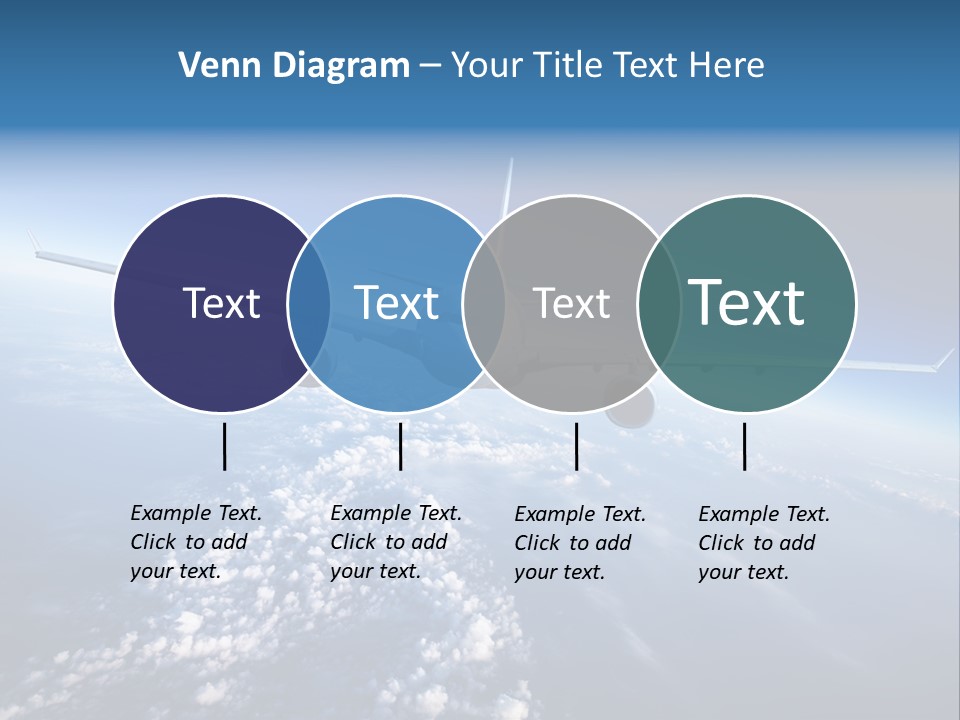 An Airplane Flying Over The Clouds In The Sky PowerPoint Template