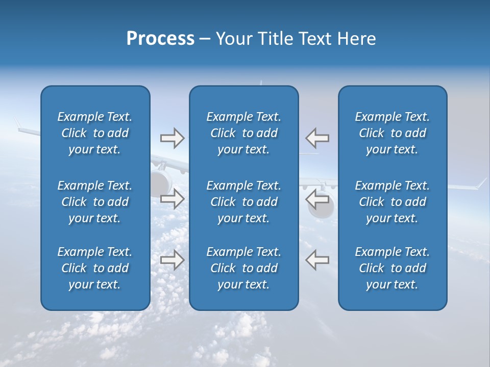 An Airplane Flying Over The Clouds In The Sky PowerPoint Template