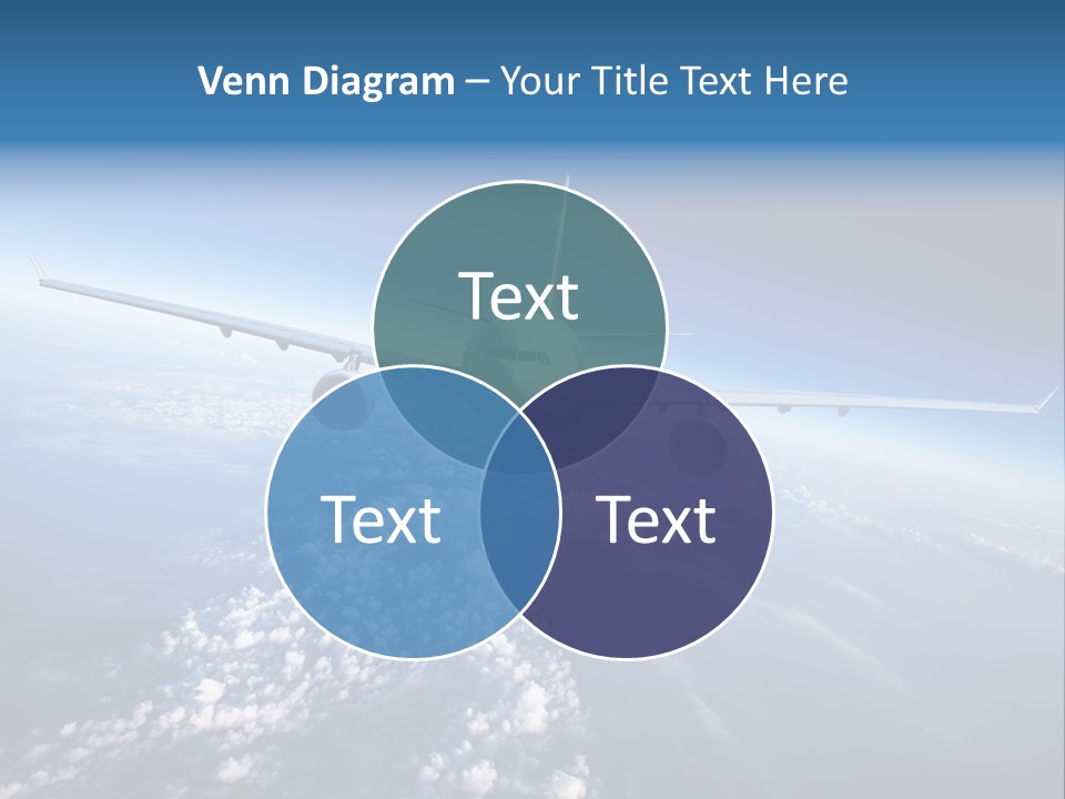 An Airplane Flying Over The Clouds In The Sky PowerPoint Template