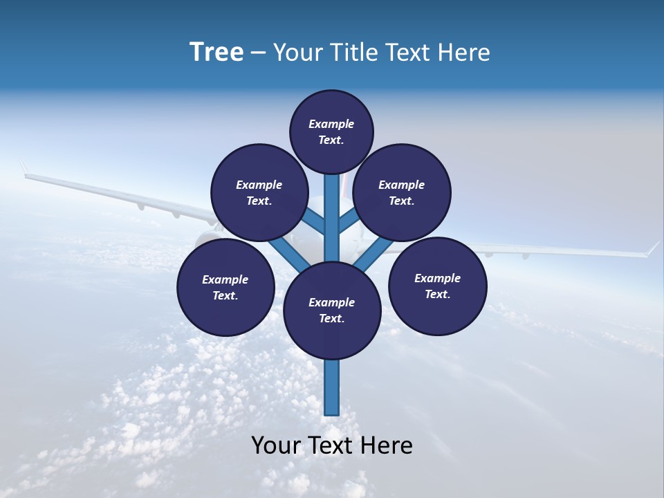 An Airplane Flying Over The Clouds In The Sky PowerPoint Template