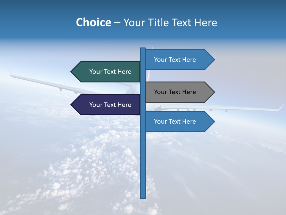 An Airplane Flying Over The Clouds In The Sky PowerPoint Template