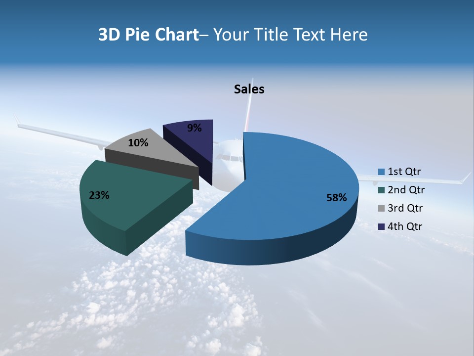 An Airplane Flying Over The Clouds In The Sky PowerPoint Template