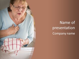 An Elderly Woman Holding A Piece Of Paper In Her Hand PowerPoint Template