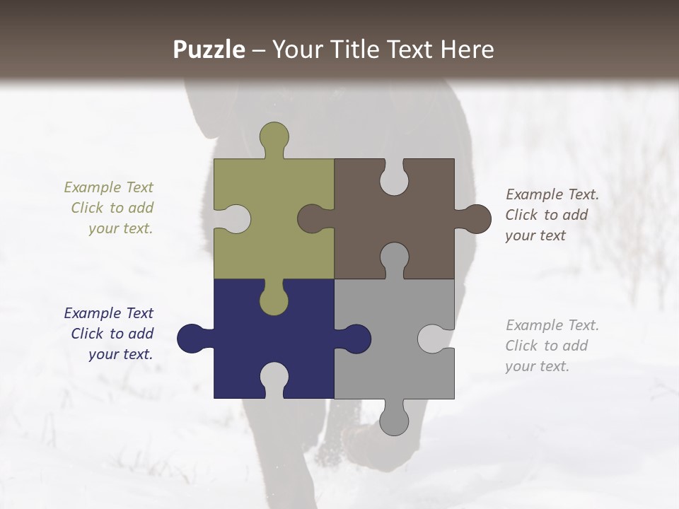 Chocolate Labrador Retriever Snow Background Playing Dog PowerPoint Template