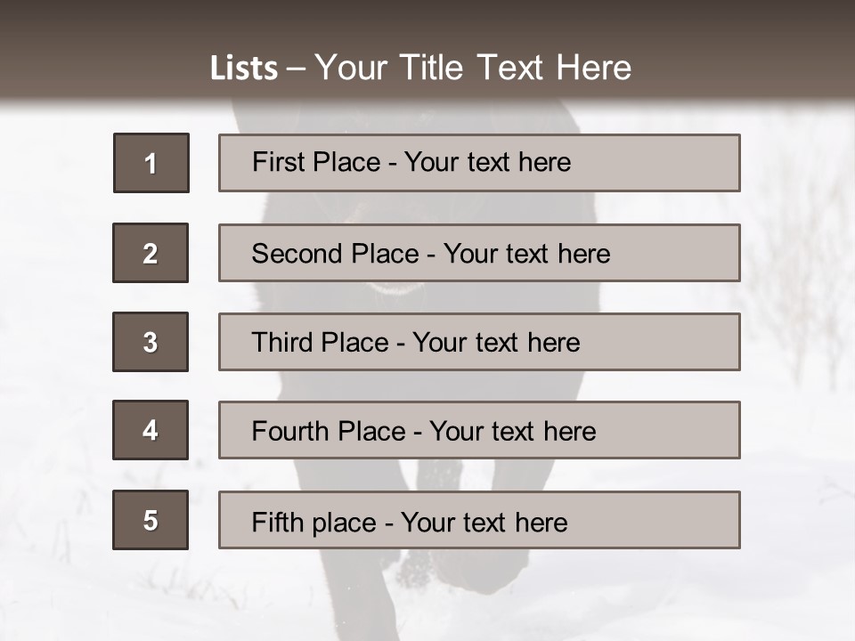 Chocolate Labrador Retriever Snow Background Playing Dog PowerPoint Template