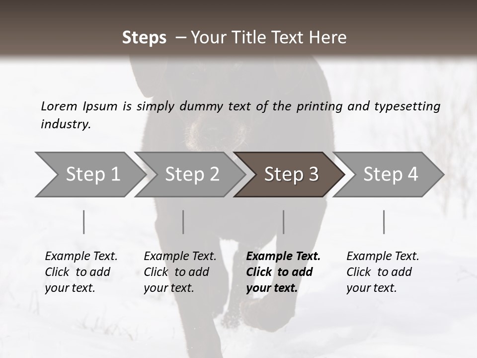 Chocolate Labrador Retriever Snow Background Playing Dog PowerPoint Template