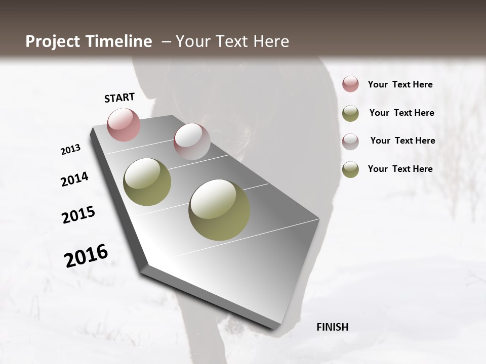 Chocolate Labrador Retriever Snow Background Playing Dog PowerPoint Template