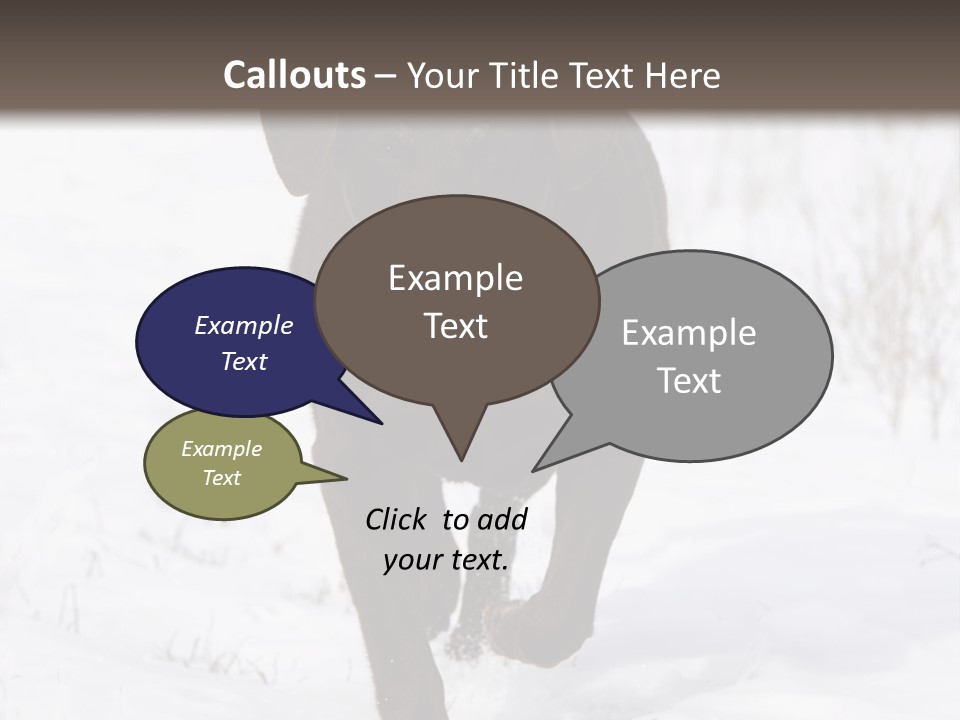 Chocolate Labrador Retriever Snow Background Playing Dog PowerPoint Template