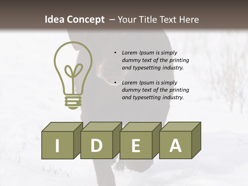 Chocolate Labrador Retriever Snow Background Playing Dog PowerPoint Template