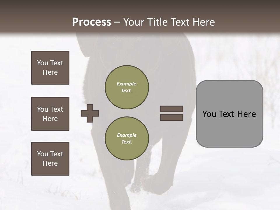 Chocolate Labrador Retriever Snow Background Playing Dog PowerPoint Template